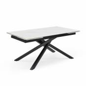 Meubletmoi - Table extensible 160/240 cm céramique blanc marbré pied torsadé - nevada 05