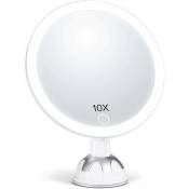 Miroir Grossissant 10X Lumineux pour Maquillage, Miroir de Beauté avec 30-LED [Reflet hd] [Gradation en Continu] [3 Modes d'éclairage] [360°Rotatif]