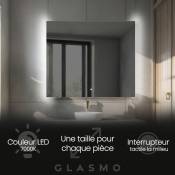 Miroir led Lumineux 90x90 cm Alana - Carré Rectangulaire de Salle de Bain Mural avec éclairage Blanc Froid 7000K avec Interrupteur Tactile