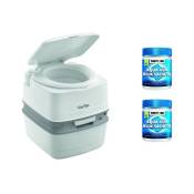 Pack Thetford Toilette Portable 100% Autonome 21 Litres + 2x15 Sachets Traitement des Matières Camping car - Blanc