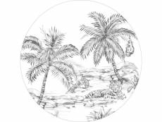 Papier peint panoramique rond adhésif safari noir et blanc - 159004 - ø 140 cm 159004