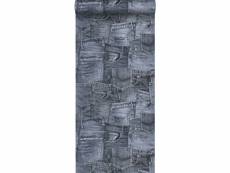 Papier peint tissu de jeans bleu - 137737 - 53 cm x