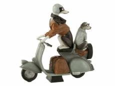 Paris prix - statuette déco "chiens sur scooter" 32cm