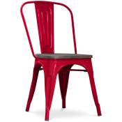 Privatefloor - Chaise de salle à manger - Design industriel - Bois et acier - Nouvelle édition - Stylix Rouge - Bois, Acier - Rouge