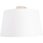 Qazqa - combi - Plafonnier avec Abat-Jour - 1 lumière - ø 350 mm - Blanc - Rustique - éclairage intérieur - Salon i Chambre i Cuisine i Salle à