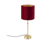 QAZQA parte - Lampe de table avec Abat-Jour - 1 lumière - Ø 250 mm - Rouge - Classique/Antique - éclairage intérieur - Salon I Chambre I Cuisine I