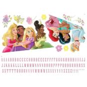 Roommates - Sticker Mural Géant Disney 7 Princesses et alphabet pour personnaliser