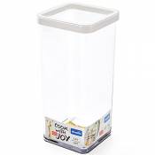 Rotho Loft boîte de rangement carrée de 1,5l avec couvercle et scellé, Plastique (PP) sans BPA, transparent/blanc, 1.5l (10.0 x 10.0 x 21.4 cm)