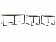 Set de 3 tables d'appoints en bois et métal coloris naturel / noir