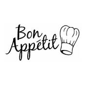 Shining House - Bon Appetit Autocollant Vinyle Stickers Muraux pour Cuisine Salle à Dner Maison Art Décoration - black