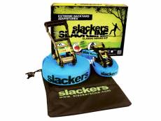 Slackers | slackline classic 15m, avec sangle d'apprentissage supplémentaire, idéal pour la motricité des enfants.