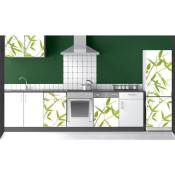 Sticker mural réfrigérateur 180x60cm, tiges de bambou vertes, style zen, décoration intérieure pour cuisine. - Vert