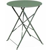Table de jardin bistrot pliable - Emilia ronde vert de gris- Table ronde Ø60cm en acier thermolaqué - Vert de gris