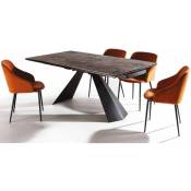 Table extensible 160/240 cm céramique marron marbre
