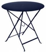 Table pliante Bistro / Ø 77 cm - Trou pour parasol - Fermob bleu en métal