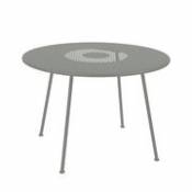 Table ronde Lorette / Ø 110 cm - Métal perforé - Fermob gris en métal