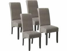 Tectake lot de 4 chaises aspect cuir - gris marbré 403628