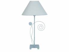 Tosel-conques - lampe a poser acier gris 1xe27 - abat-jour empire tissu bleu - 30 x 56 cm; gris