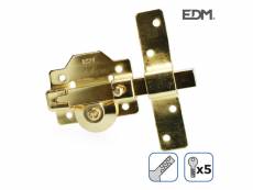 Verrou de superficie doré avec cylindre rond de securité et loquet d'ouverture edm. E3-85197