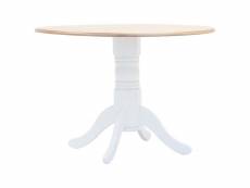 Vidaxl table à dîner blanc et marron 106 cm bois d'hévéa massif 247354