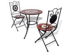 Vidaxl table de bistro 60 cm et 2 chaises mosaïqué terre cuite / blanc 271773