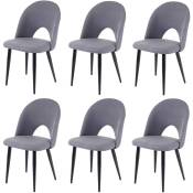 6x chaise de salle à manger HHG 209, chaise de cuisine, tissu/textile gris foncé - grey