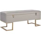 Banquette pouf tabouret meuble banc avec compartiment de rangement 105 cm gris velours - Gris