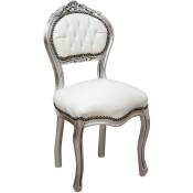 Biscottini - Chaises Louis xvi 90x45x42 cm Chaise ancienne en argent Chaise tapissée à la française Fauteuil de chambre en cuir blanc - blanc et