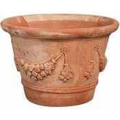 Biscottini - Vase en terre cuite pour plantes 69x47 cm Made in Italy Grand Jardinière de balcon d'extérieur artisanel Pot de fleurs Fait main