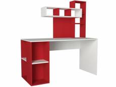 Bureau avec étagère intégré cicero bois rouge et