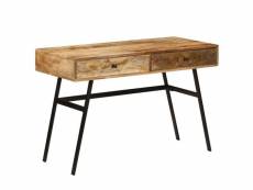 Bureau table meuble travail informatique avec tiroirs bois solide de manguier 110 cm helloshop26 0502134
