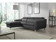 Canapé d'angle en cuir italien de luxe 5 places astra, gris foncé, angle gauche