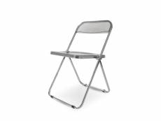 Chaise pliable en plexiglass couleur inox et gris fumé