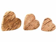 Coeurs à poser en bois (lot de 3)