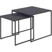 Concept-usine - Tables gigognes effet marbre noir neptune - black