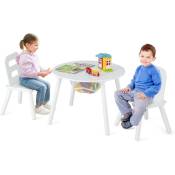 Costway - Table Enfant et 2 Chaises avec Sac de Rangment en Maille, Table d'Activités en mdf & Bois avec Dossier Ergonomique pour Jouer Lire Manger,
