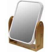 Douceur D'intérieur - Miroir cosmétique double face smart avec support en bambou, 16 x 20 cm