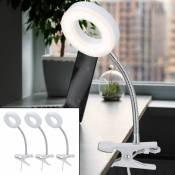 Etc-shop - Lampe de table lampe à pince blanche lampe à pince salon led avec prise liseuse, spot mobile, métal, 1x led 4W 330Lm 3000K, DxH 9x21 cm,