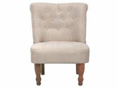 Fauteuil chaise siège lounge design club sofa salon de style france crème tissu helloshop26 1102024par3