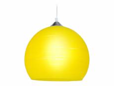 Globe lignes - suspension globe verre jaune 11275
