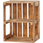 Grandbox - Caisse avec étagère en bois flammé 50x40x30