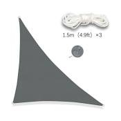 Gris, Voile d'ombrage Triangulaire 3x3x4.3m Imperméable Toile Ombrage UV Protection pour Patio Jardin, Terrasse,ExtérieurBalcon,