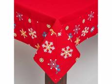 Homescapes nappe de table noël - imprimé flocons de neige rouge 138 x 220 cm KT1182BB