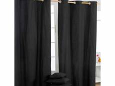 Homescapes paire de rideaux à oeillets uni noir 100% coton 137 x 182 cm KT1421B