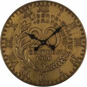Horloge en fer pièce de monnaie 60 cm 20 centimes - Laiton - Laiton