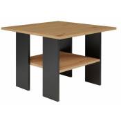 Hucoco - aura - Table basse caréé style industriel - 60x60x45 cm - Table à café décor bois Gris anthracite&Chêne