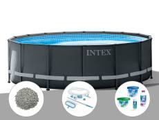 Kit piscine tubulaire Intex Ultra XTR Frame ronde 4,27 x 1,22 m + Kit d'entretien + 10 kg de zéolite + Kit de traitement au chlore