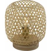 Lampe à poser design bambou Mirena - Diam 23 x 27 - Beige