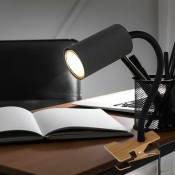 Lampe de bureau à pince col de cygne lampe de lecture pince de lit pince lampe de bureau, plastique métal aspect bois graphite, 1x GU10, LxPxH