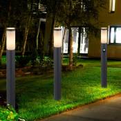Lampe de jardin avec détecteur de mouvement lampadaire de jardin anthracite en acier inoxydable E27 éclairage de chemin de jardin, opale, 1x douille